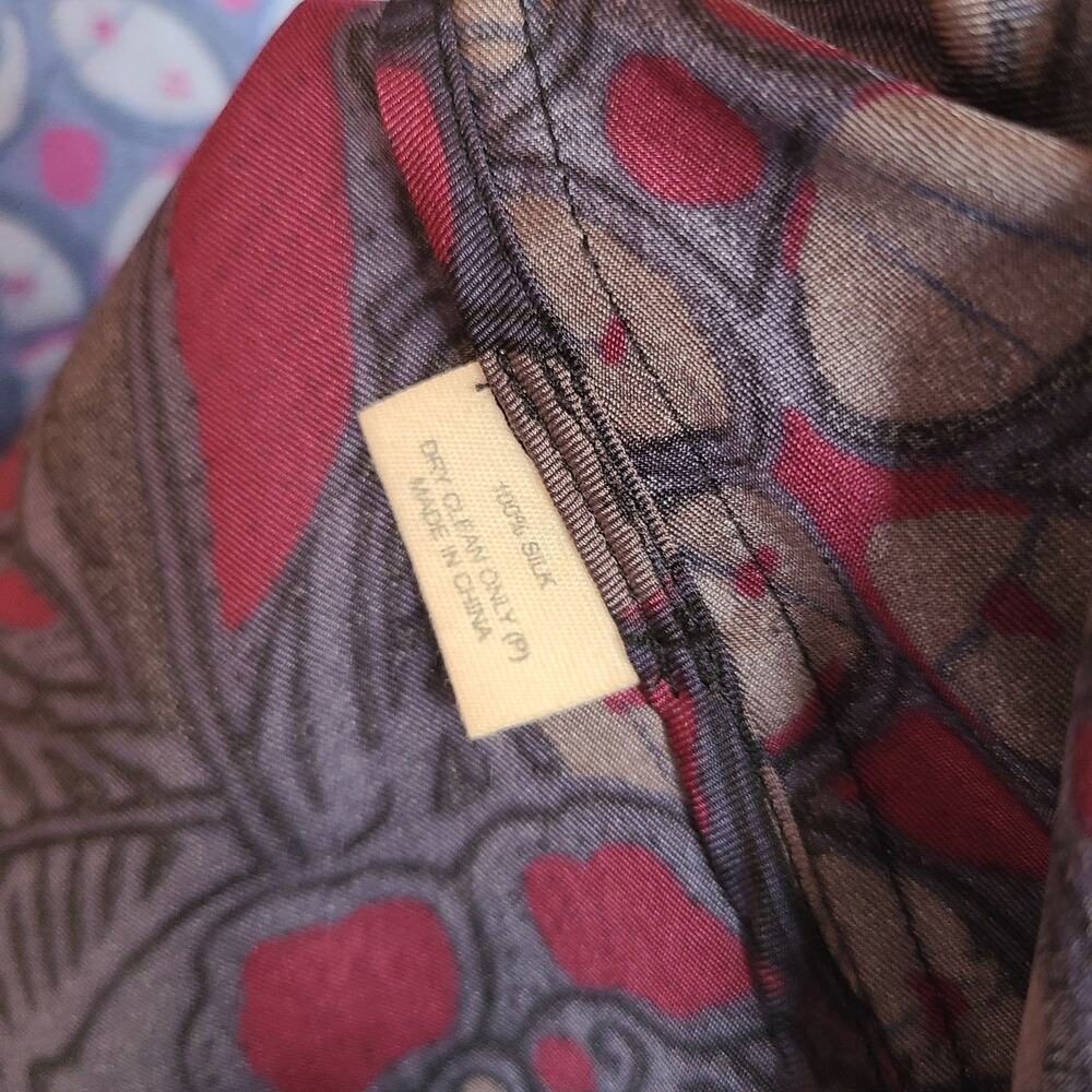 Jac & Jack Lettie Silk Floral Kimono Robe Burgundy Boho Gothic 14 Dark Academia - Picture 7 of 8